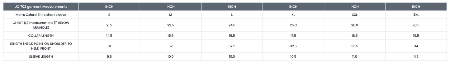 (UC702) Oxford Short Sleeve Shirt