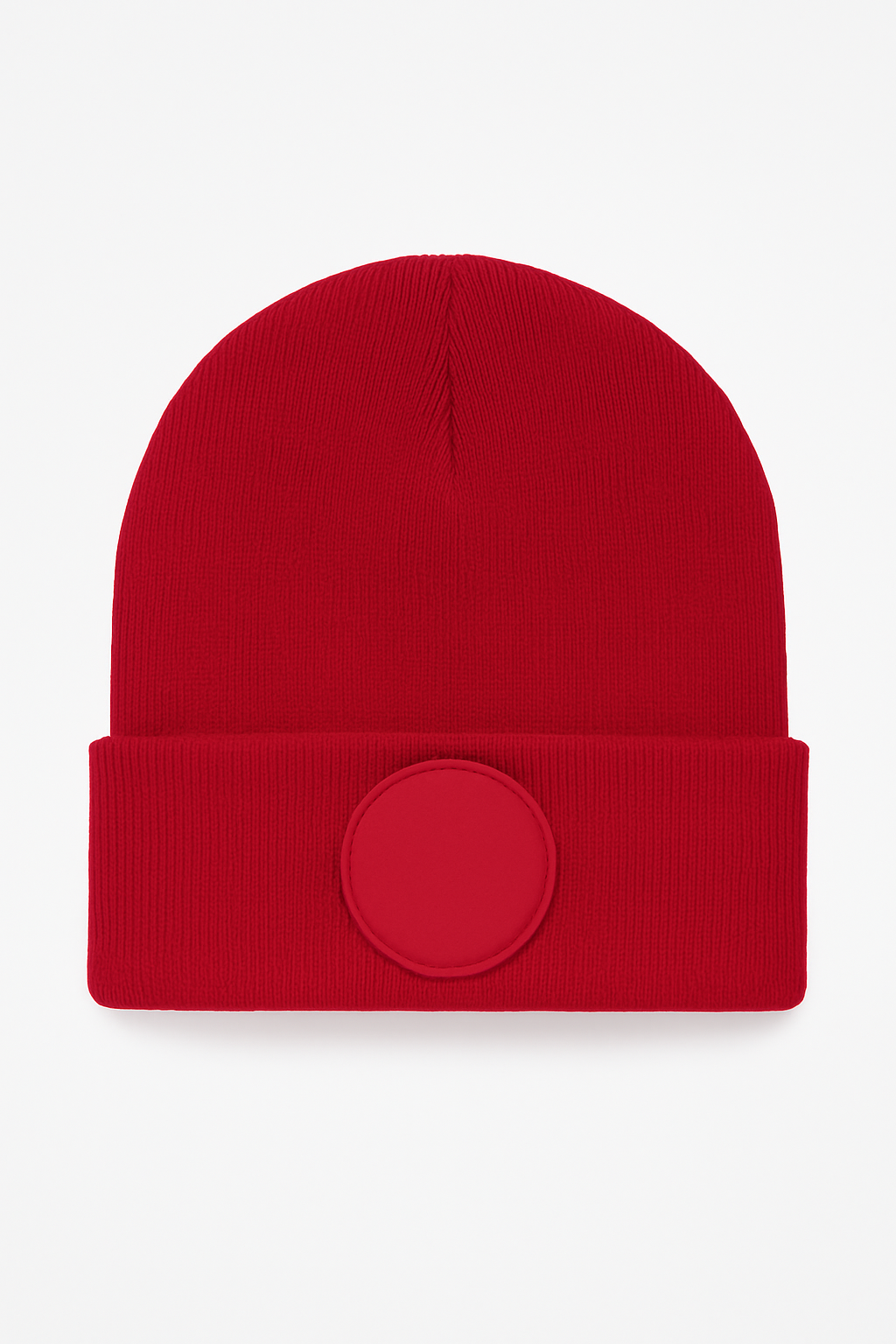 Circular Patch Beanie in Red