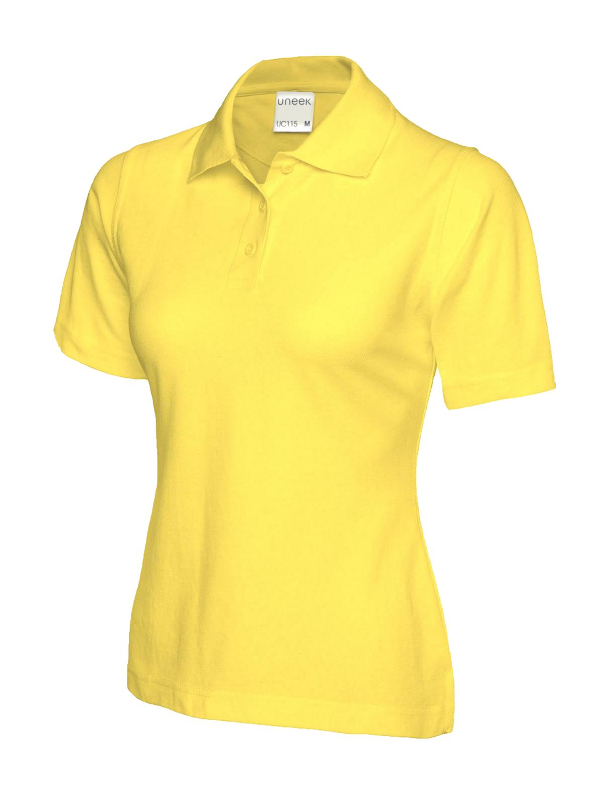 Ladies Active Cotton Poloshirt in Yellow