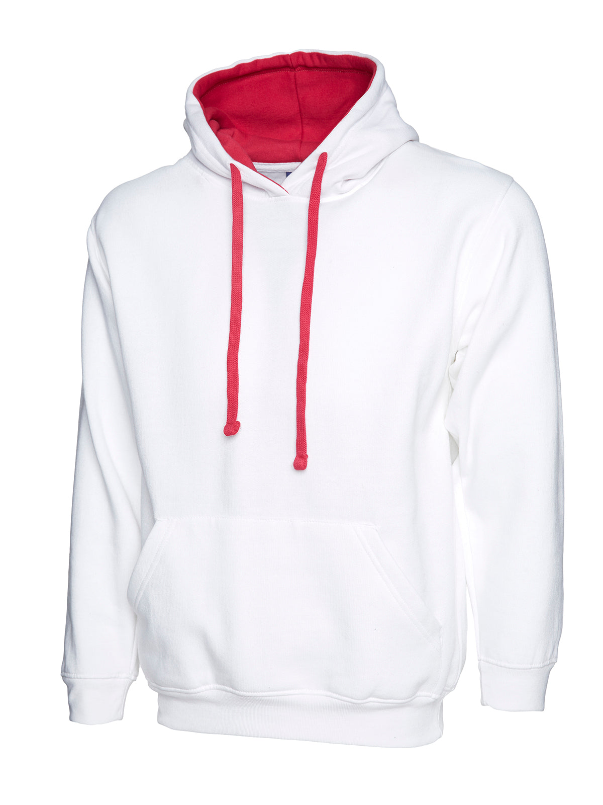 Contrast Hooded Sweatshirt in White/Fuchsia
