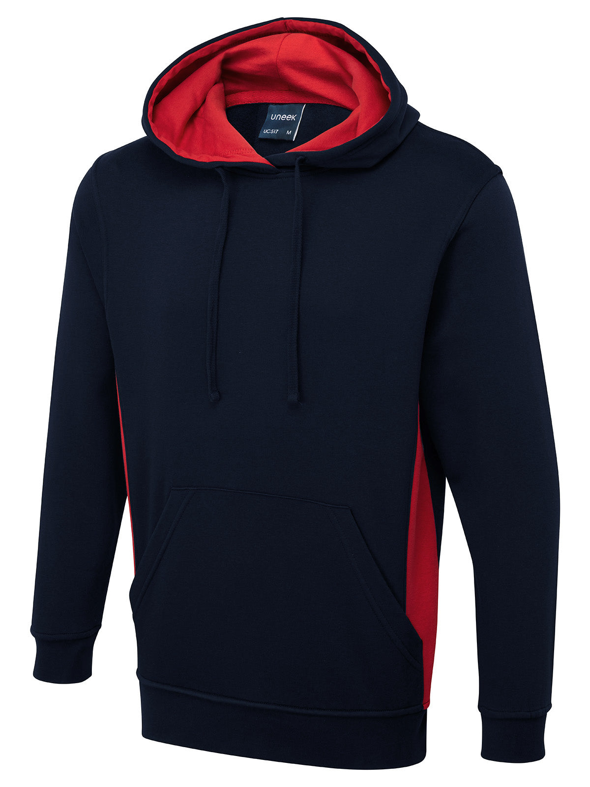 Two Tone Hooded Sweatshirt in Navy/Red