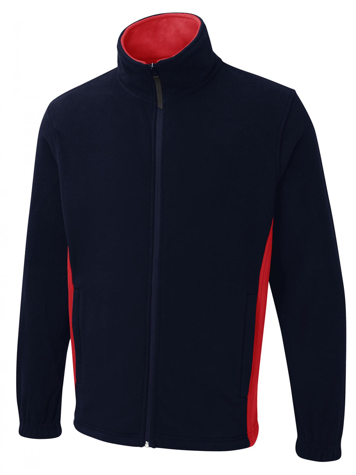 Two Tone Full Zip Fleece Jacket in Navy/Red