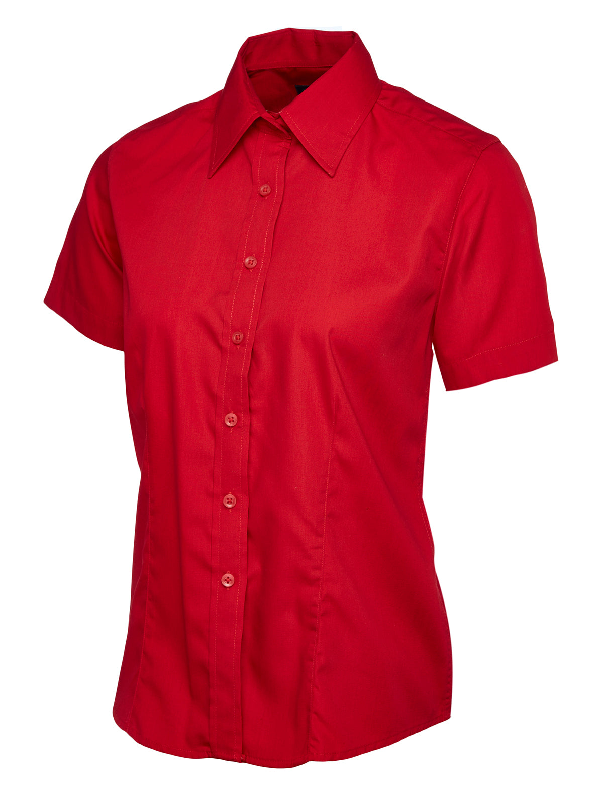 Ladies Poplin Half Sleeve Shirt in Red