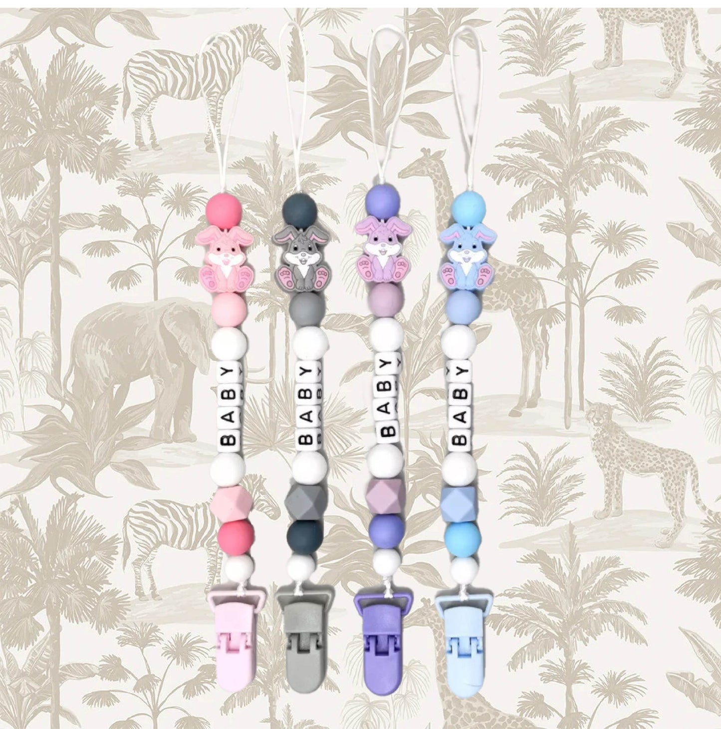 Personalised Bunny dummy clips
