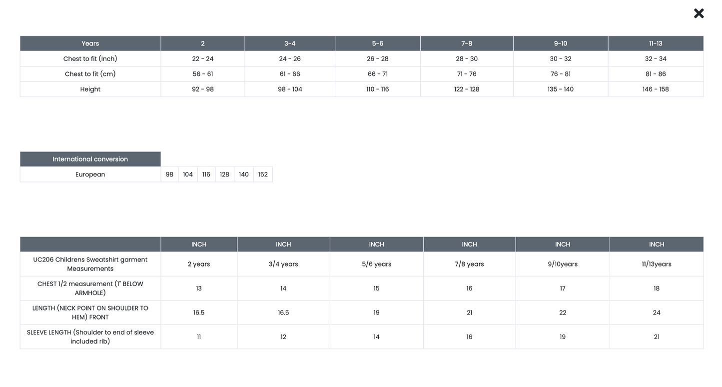 SWEATSHIRT (M&J) - CHILD Sizes