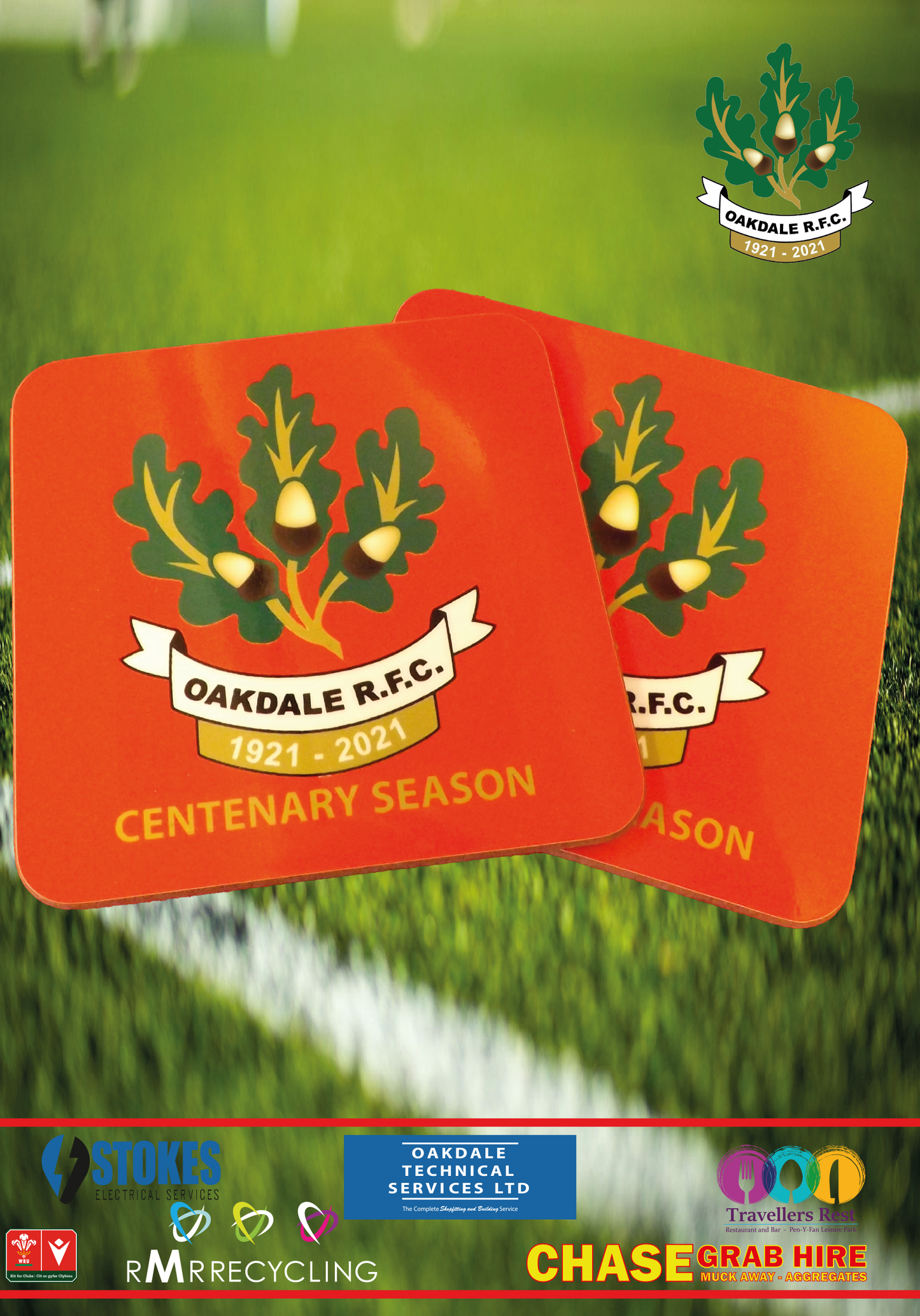 Oakdale RFC Hardwood Coasters