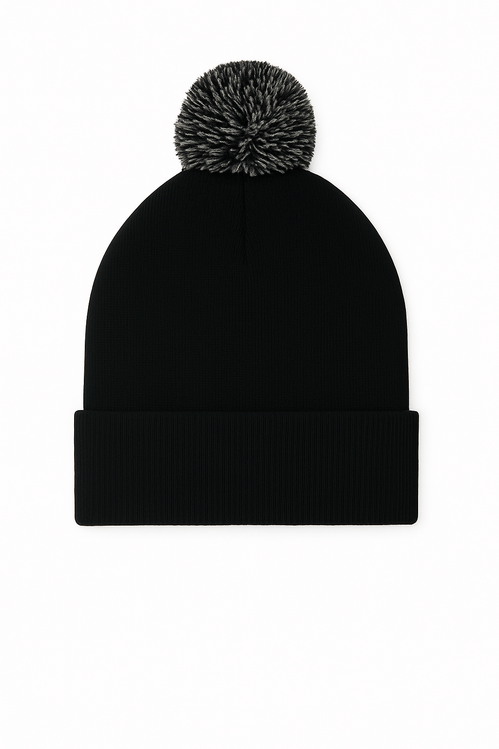 Pom Pom Beanie in Black/Graphite Grey