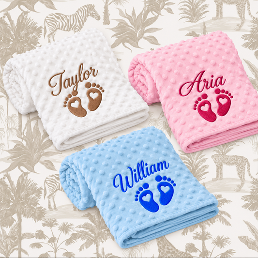 personalised baby feet blanket