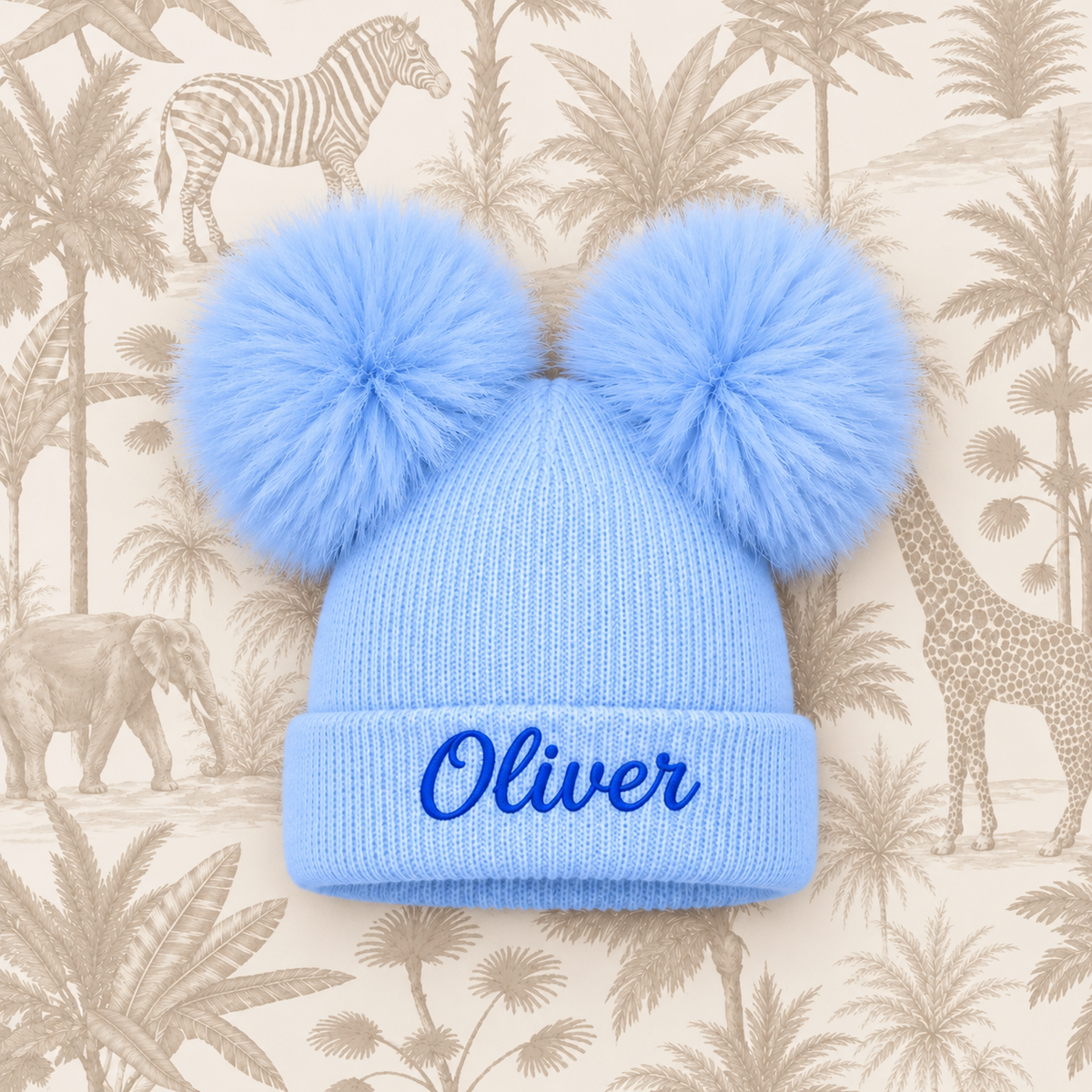 Personalised double Pom-Pom hat