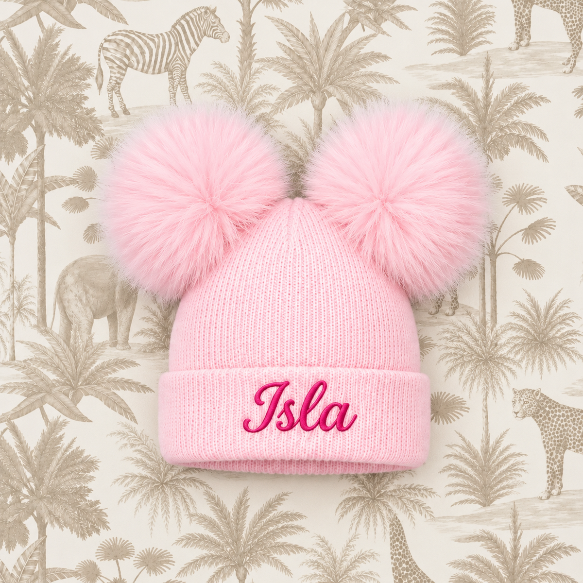 Personalised double Pom-Pom hat