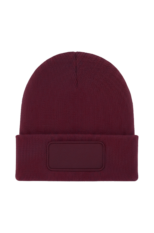 Rectangular Patch Beanie in Maroon