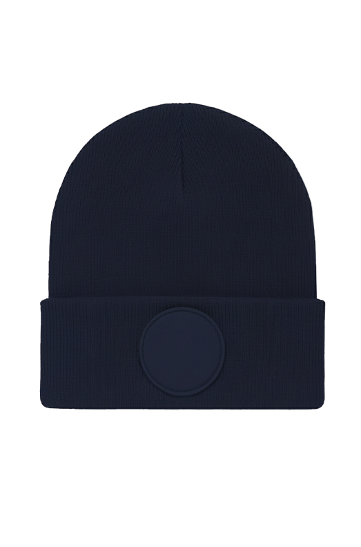 Circular Patch Beanie  in Navy