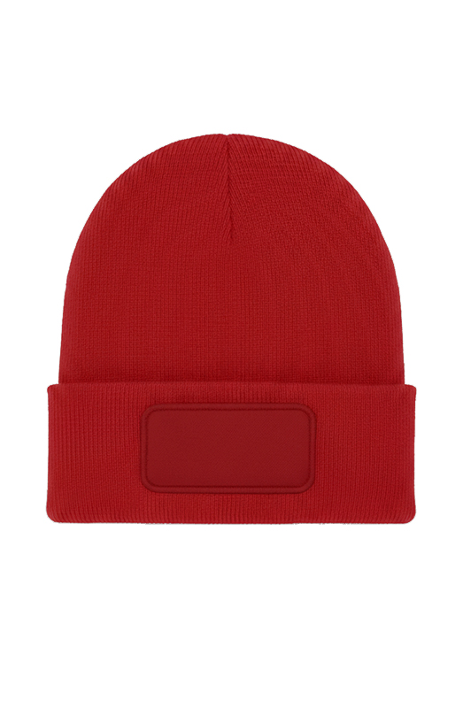 Rectangular Patch Beanie in Red