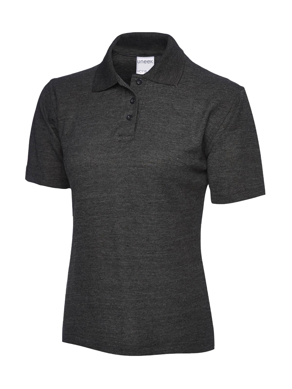 Ladies Active Cotton Poloshirt in Charcoal