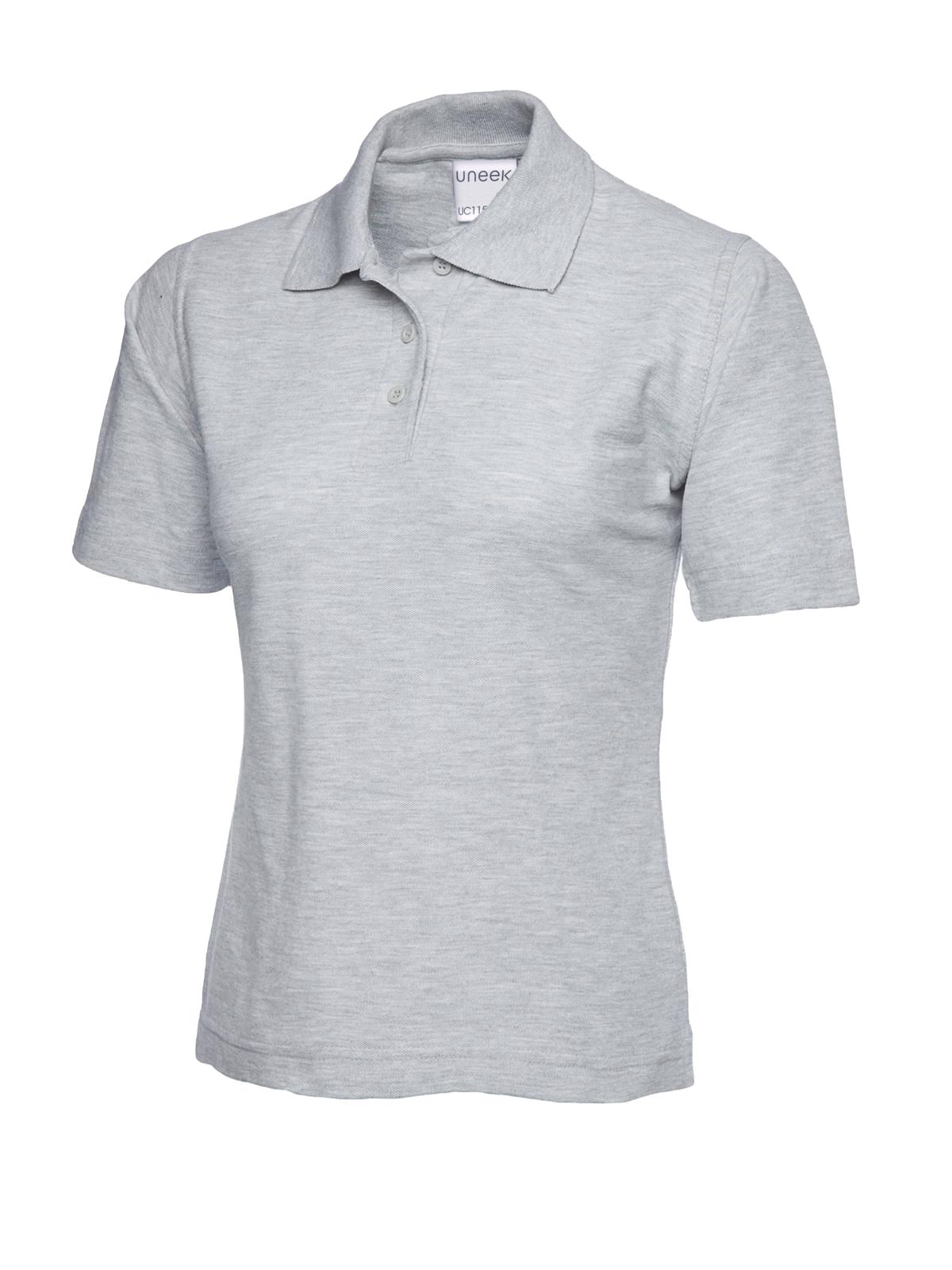 Ladies Active Cotton Poloshirt in Heather Grey