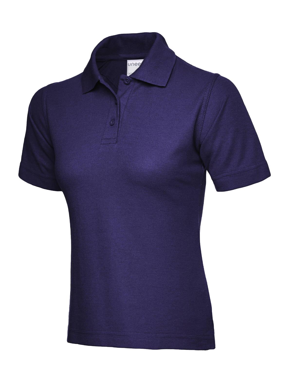 Ladies Active Cotton Poloshirt in Purple