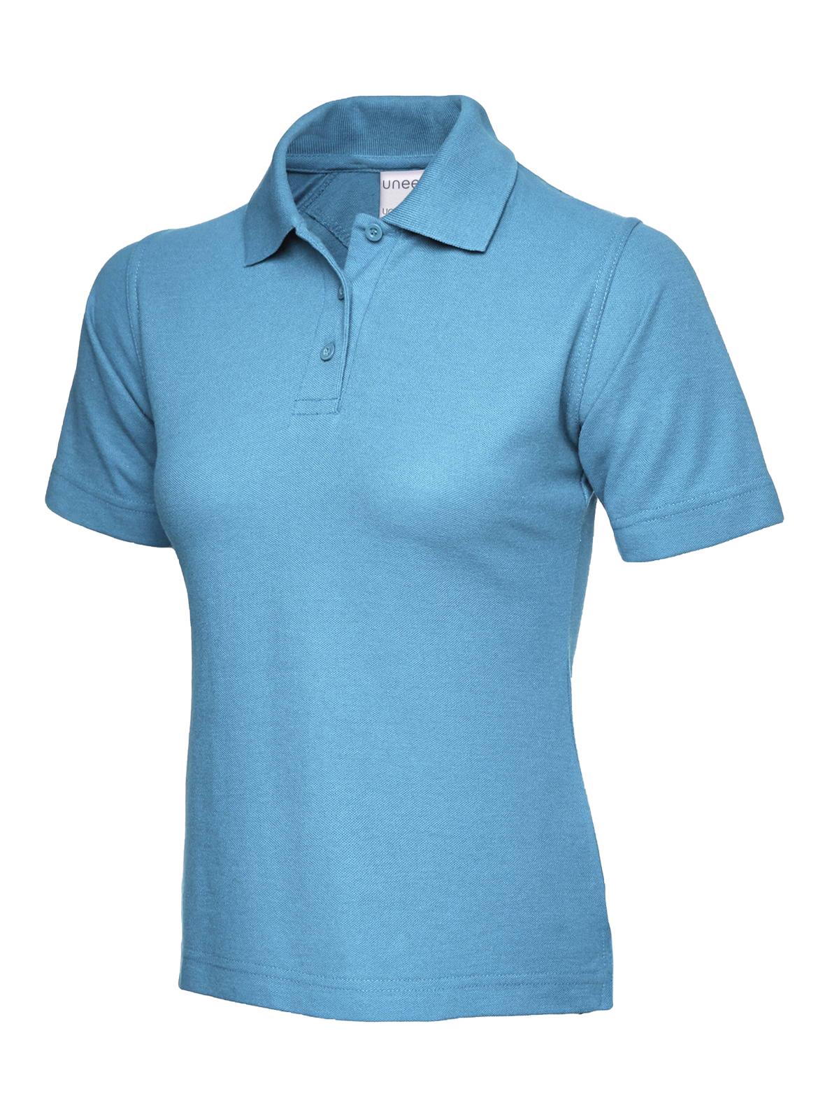 Ladies Active Cotton Poloshirt in Sky