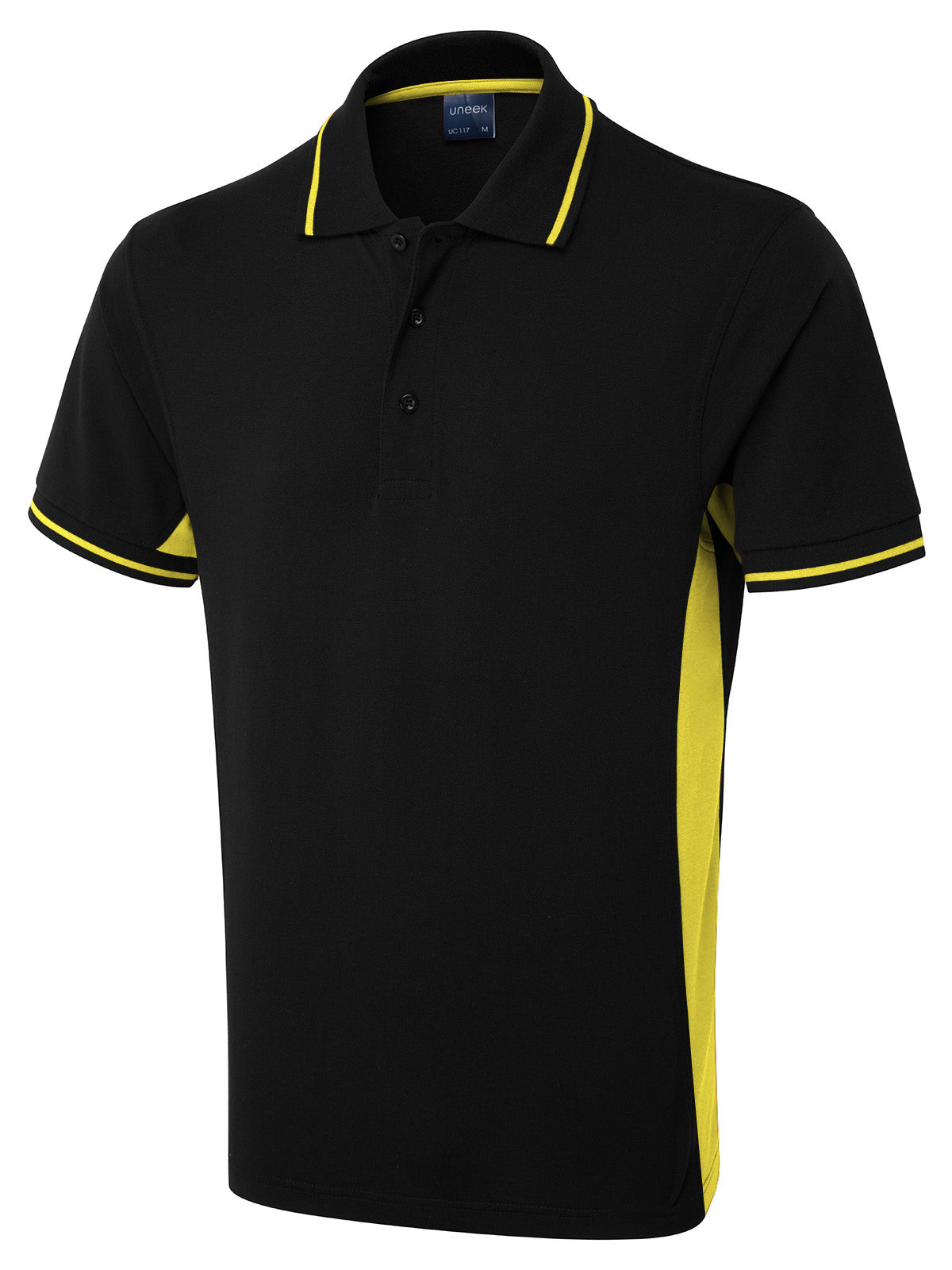 Two Tone Polo Shirt in Black/Yellow