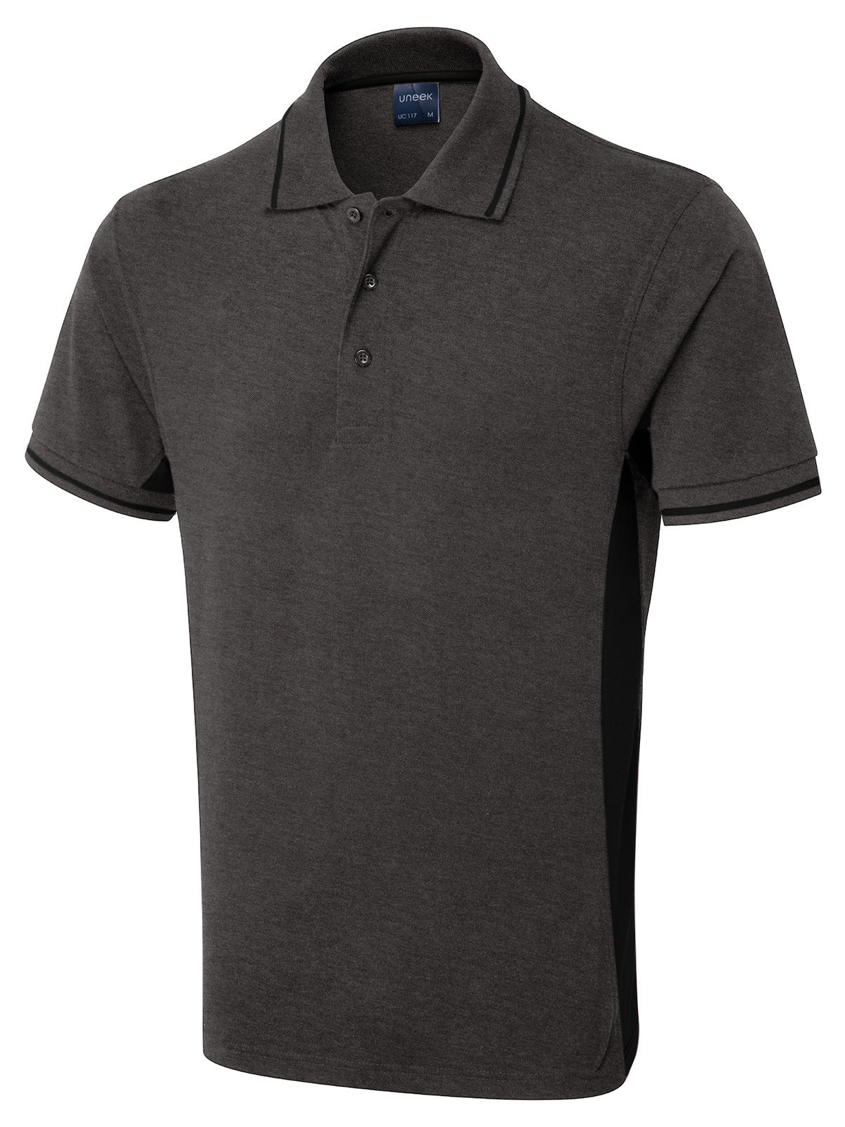Two Tone Polo Shirt in Charcoal/Black