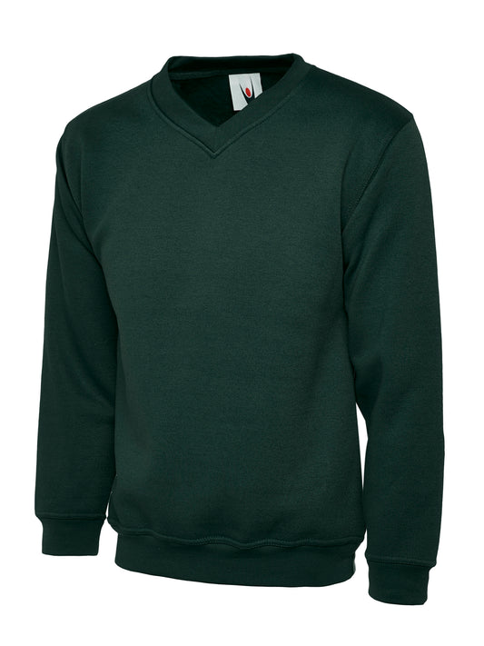 Childrens Classic V-Neck Sweatshirt in Bottle Green