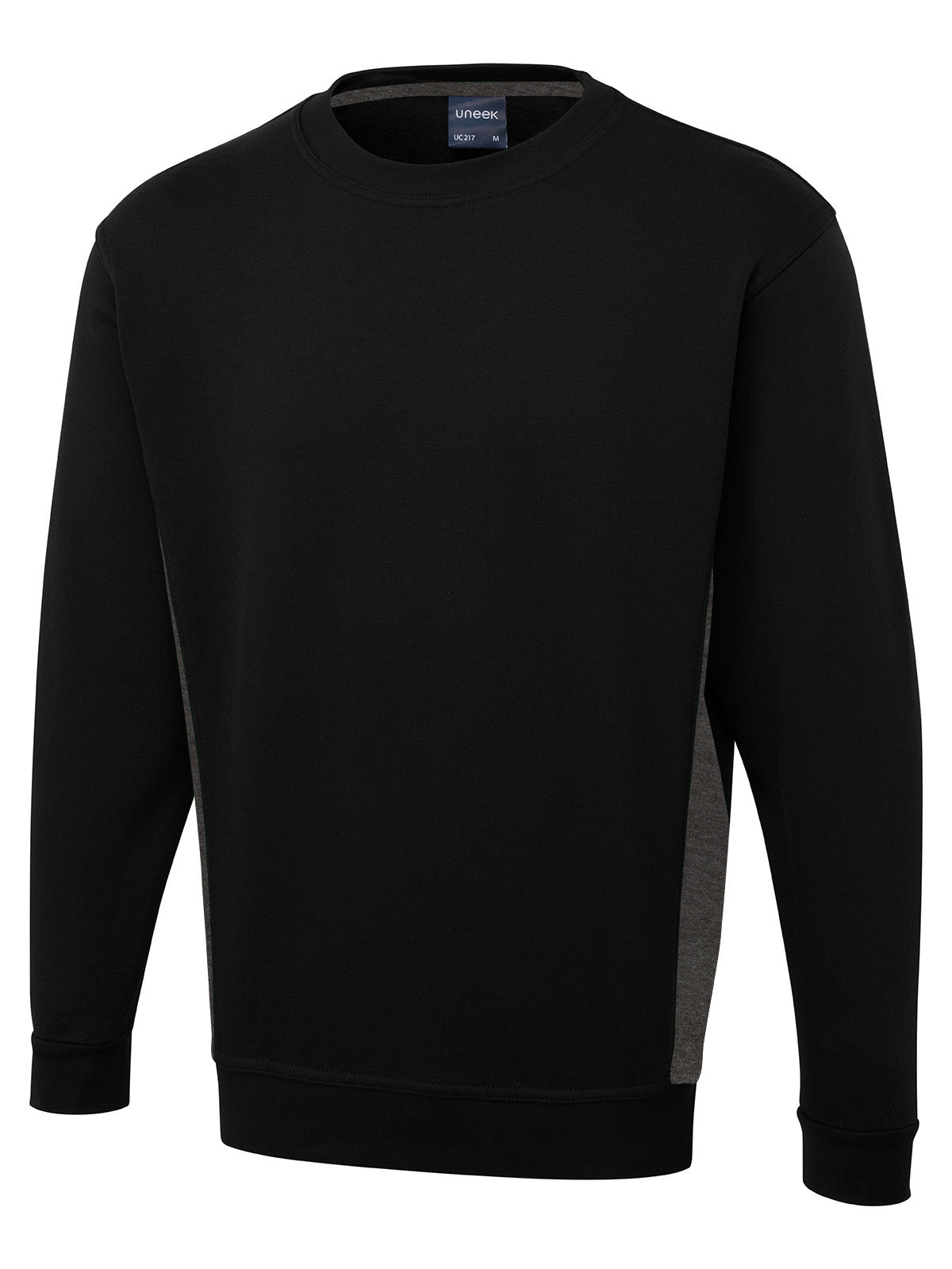 Two Tone Crew Neck Sweatshirt in Black/Charcoal