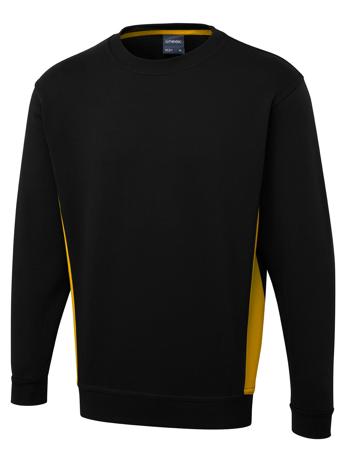 Two Tone Crew Neck Sweatshirt in Black/Yellow