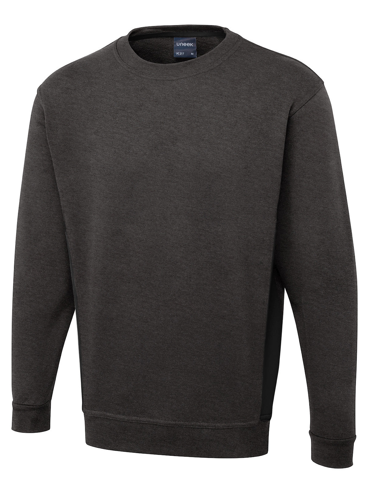 Two Tone Crew Neck Sweatshirt in Charcoal/Black