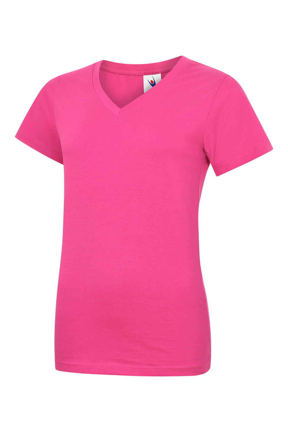 Ladies Classic V-Neck T-Shirt in Hot Pink