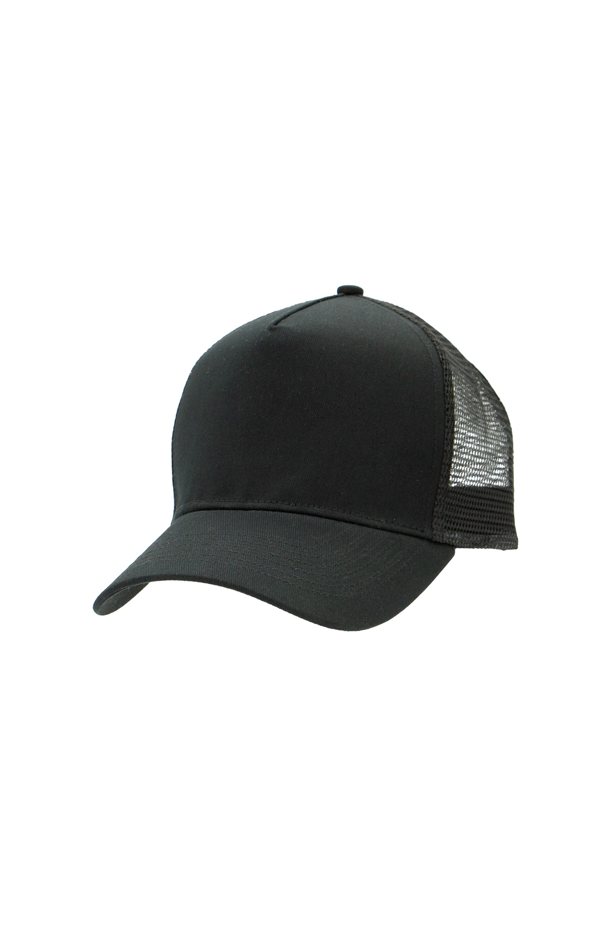 Snapback Trucker Cap in Black/Black