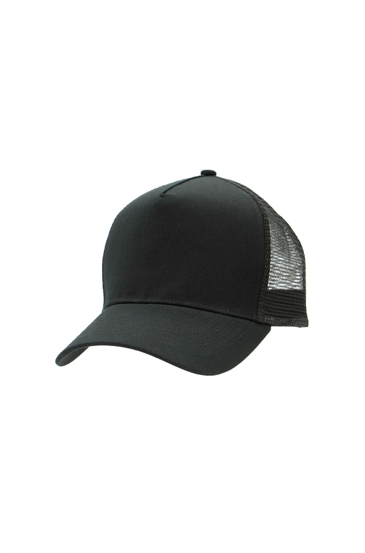 Snapback Trucker Cap in Black/Black