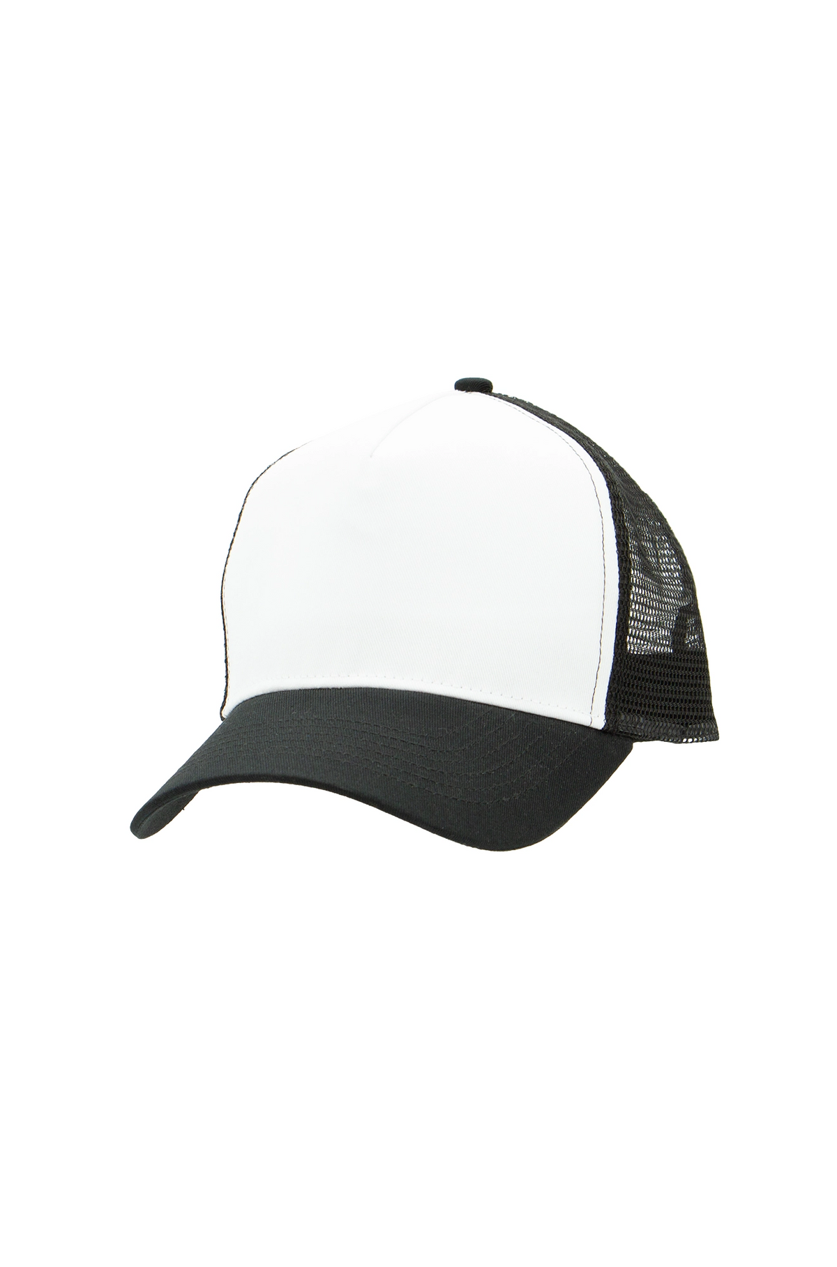 Snapback Trucker Cap in White/Black