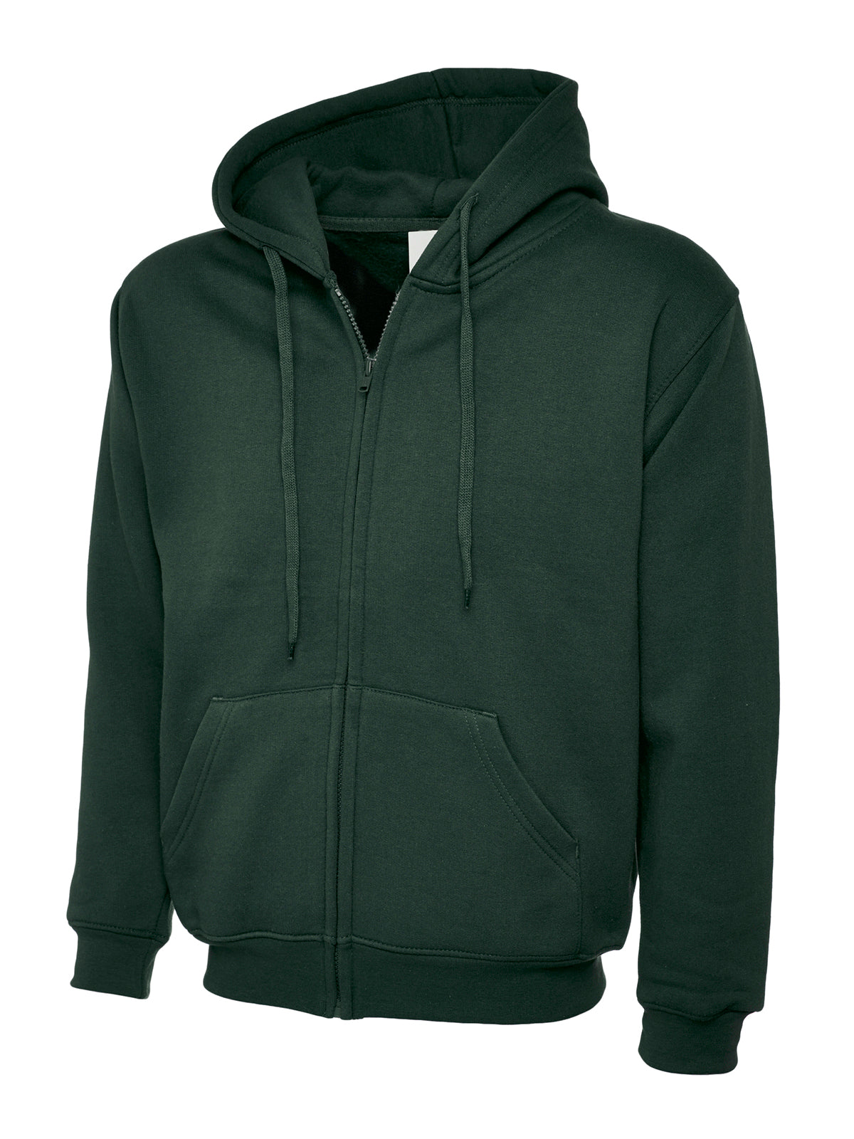 Adults Classic Full Zip Hooded Sweatshirt in Bottle Green
