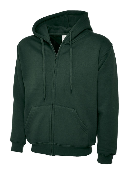 Adults Classic Full Zip Hooded Sweatshirt in Bottle Green
