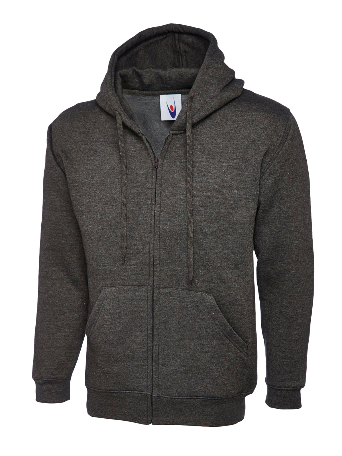 Adults Classic Full Zip Hooded Sweatshirt in Charcoal
