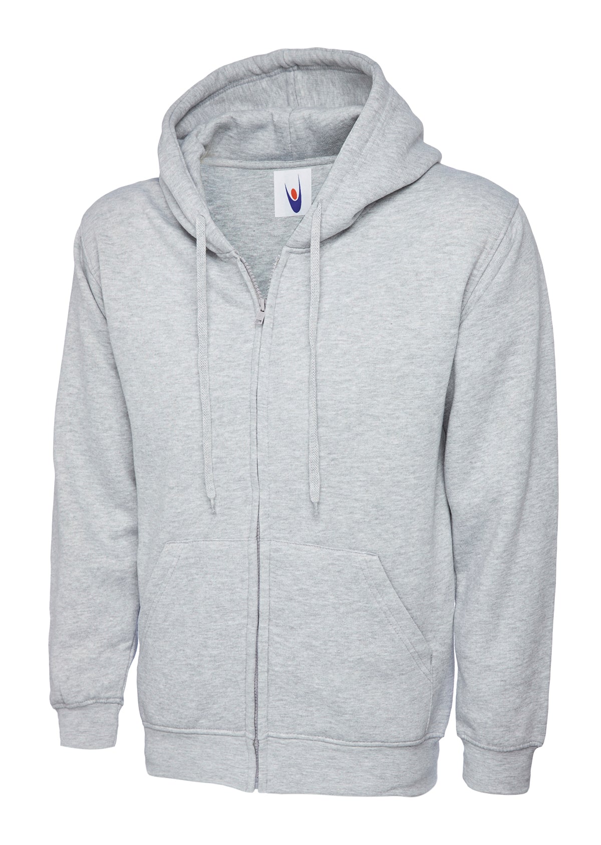 Adults Classic Full Zip Hooded Sweatshirt in Heather Grey