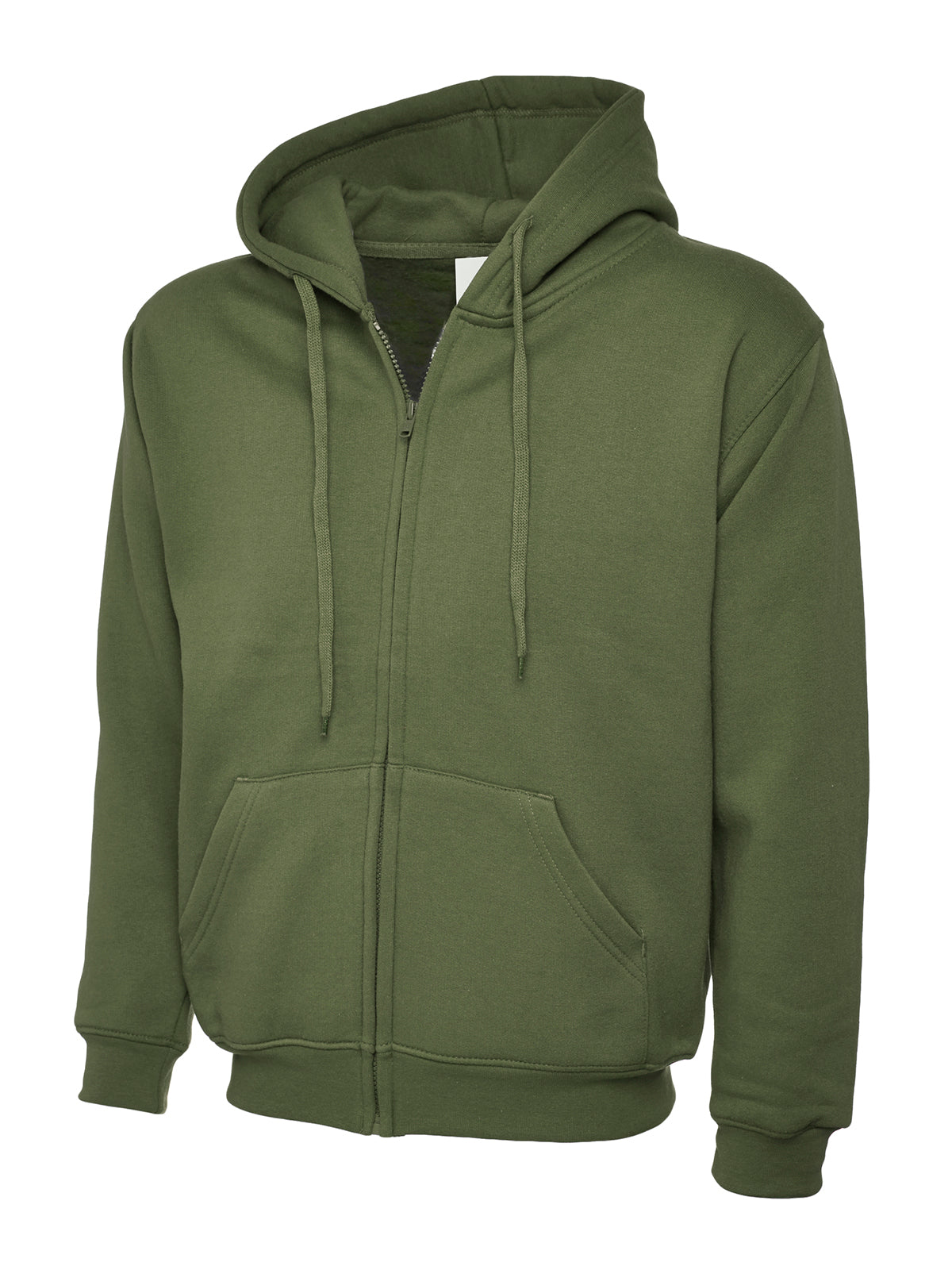Adults Classic Full Zip Hooded Sweatshirt in Olive