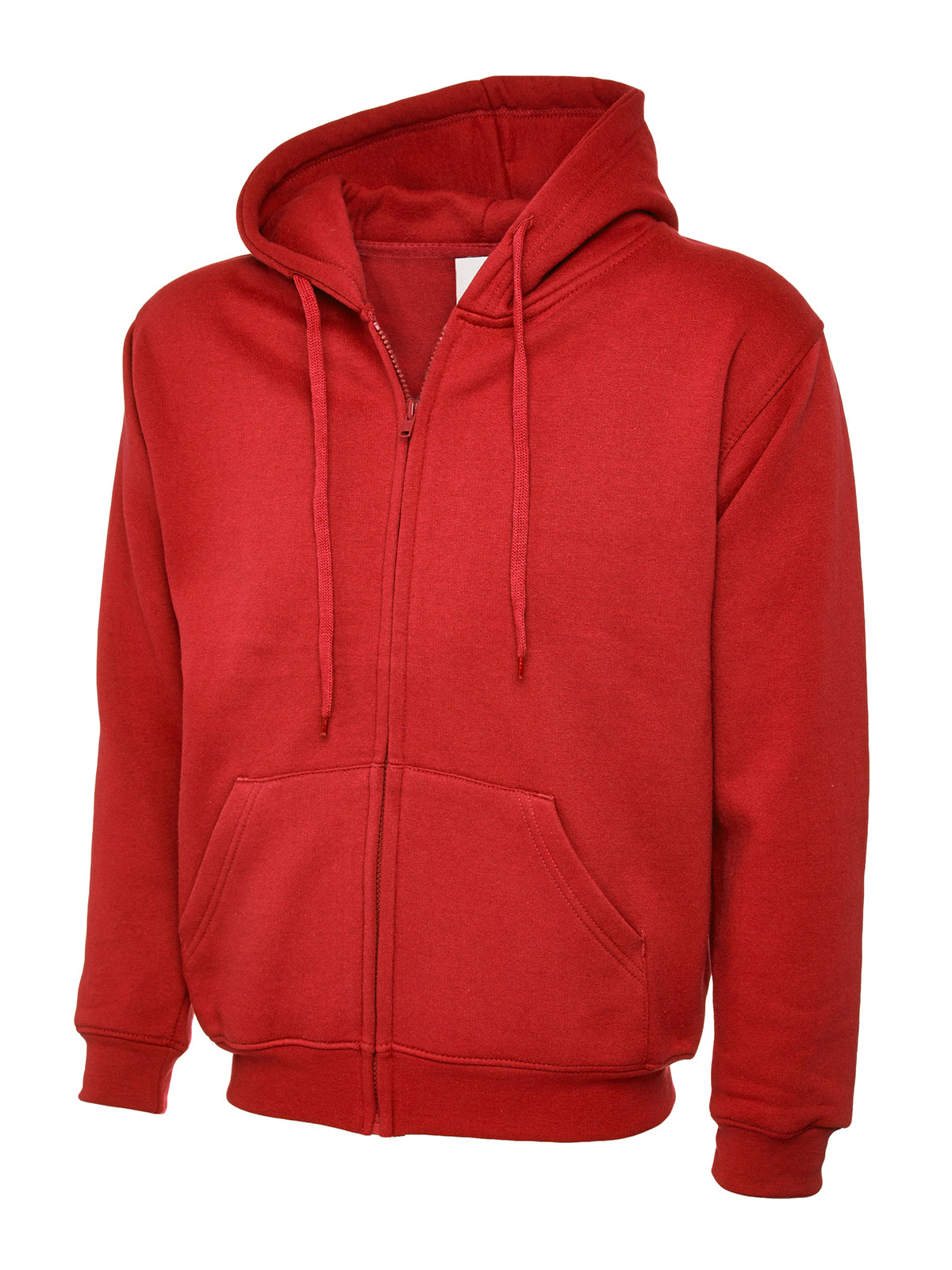 Adults Classic Full Zip Hooded Sweatshirt in Red