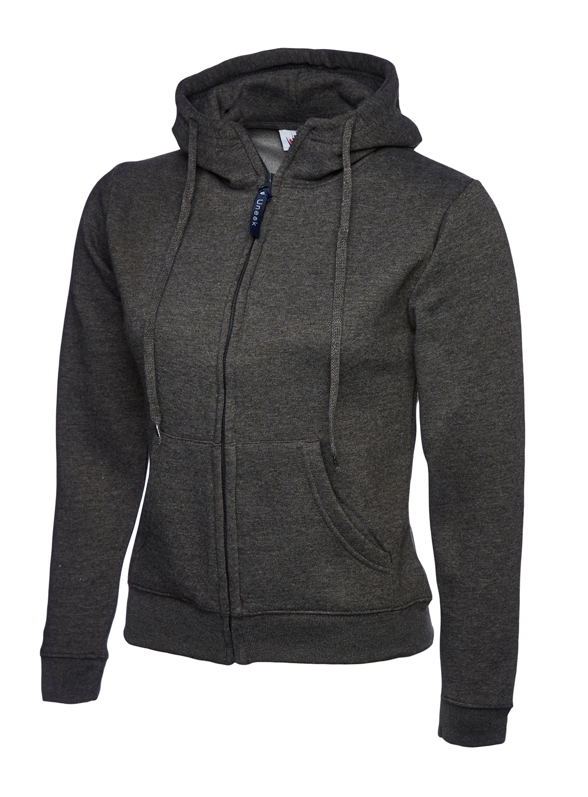 Ladies Classic Full Zip Hooded Sweatshirt in Charcoal