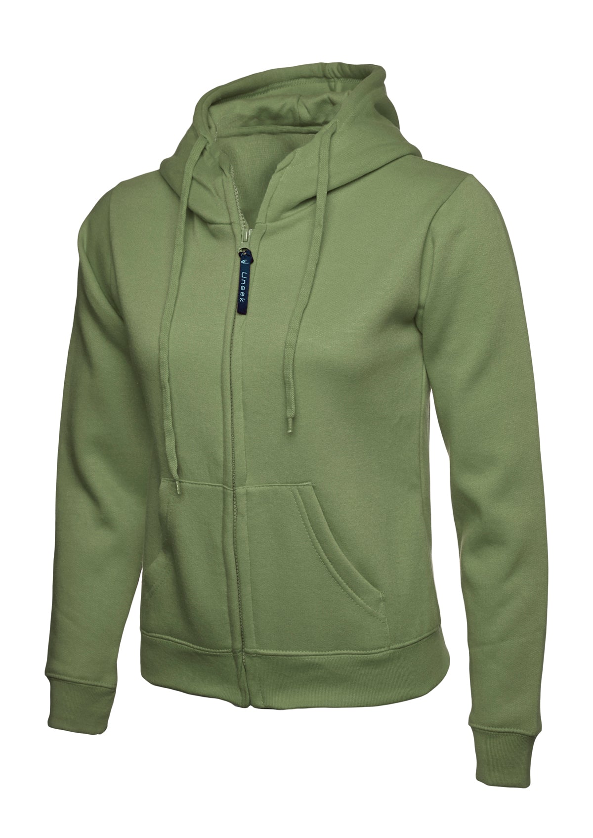 Ladies Classic Full Zip Hooded Sweatshirt in Olive