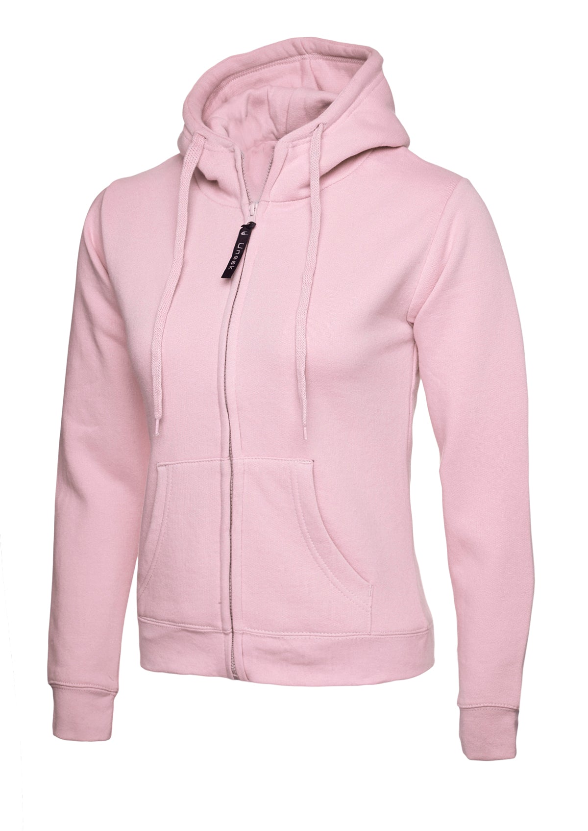 Ladies Classic Full Zip Hooded Sweatshirt in Pink