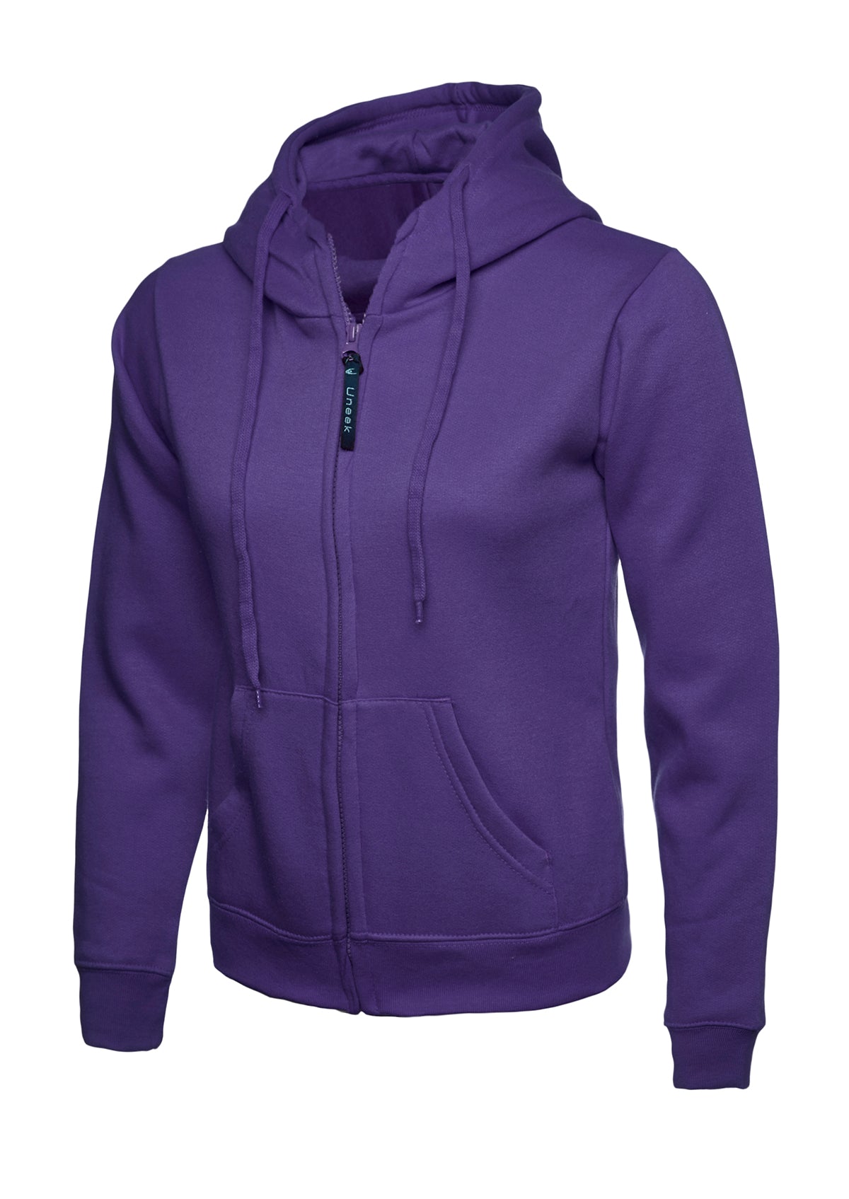 Ladies Classic Full Zip Hooded Sweatshirt in Purple