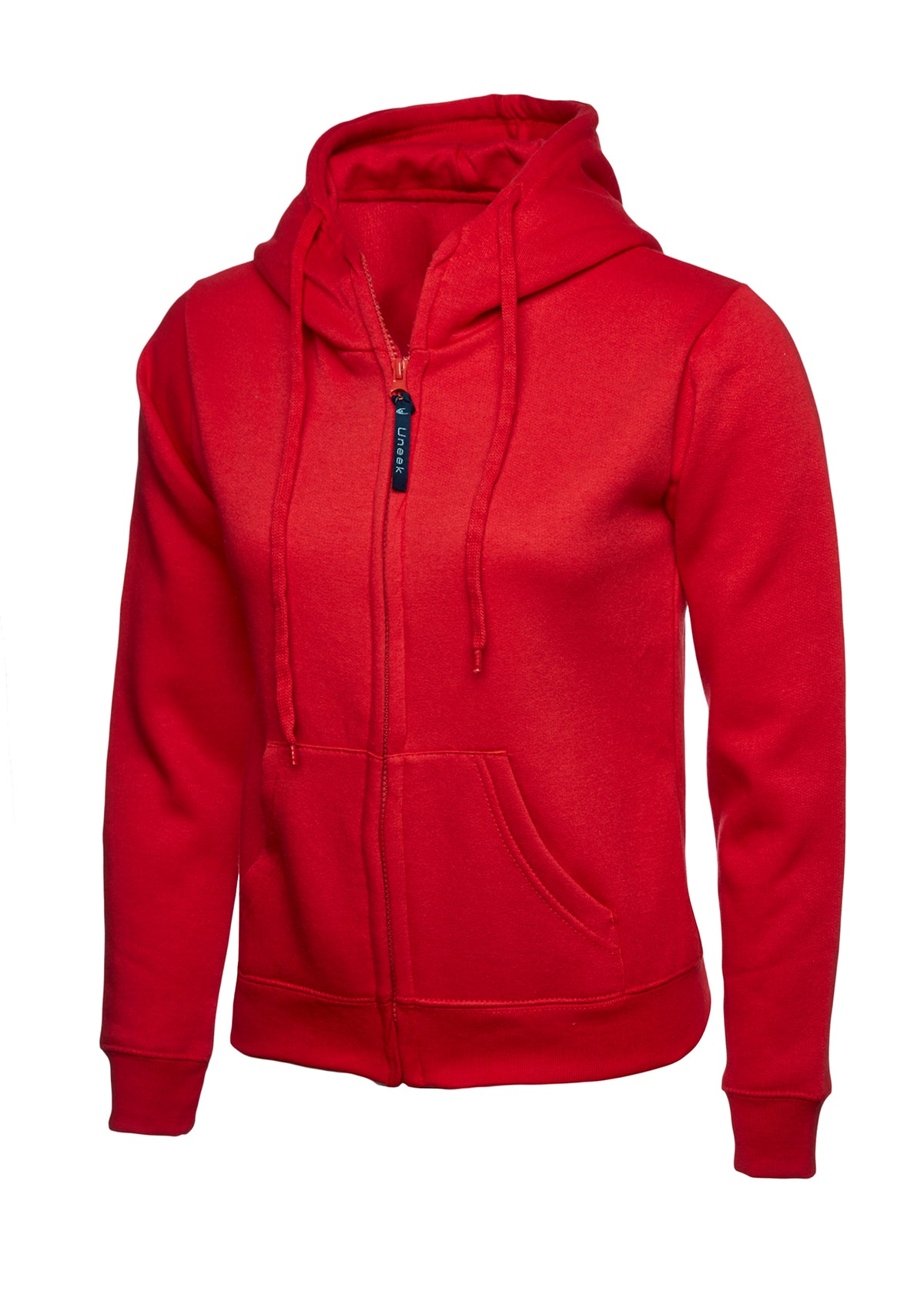 Ladies Classic Full Zip Hooded Sweatshirt in Red
