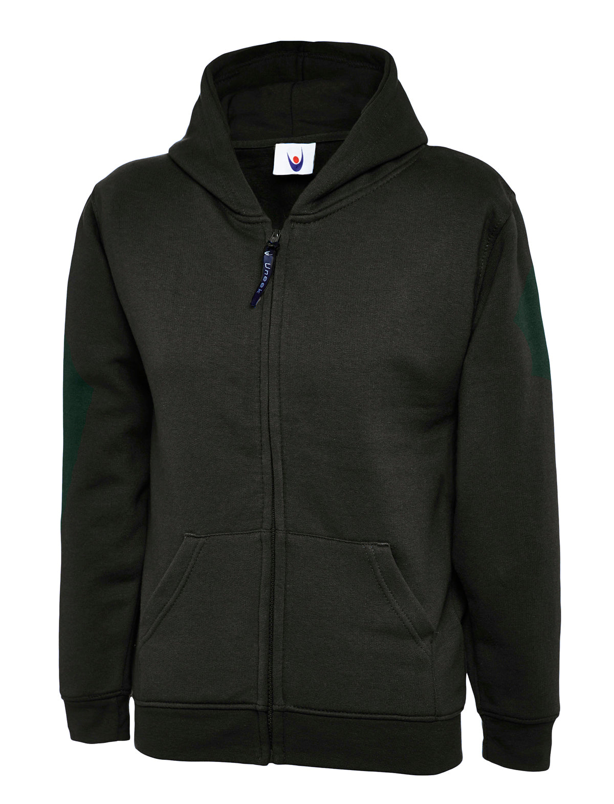 Childrens Classic Full Zip Hooded Sweatshirt in Black