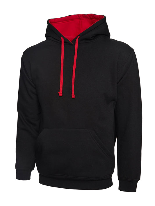 Contrast Hooded Sweatshirt  in Black/Red