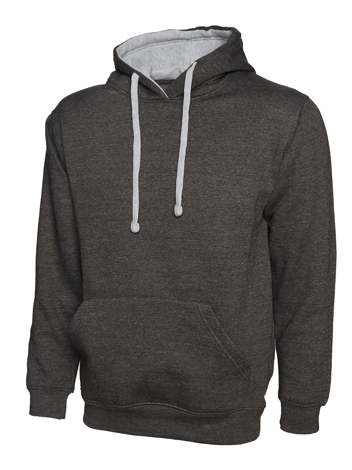 Contrast Hooded Sweatshirt  in Charcoal/Heather Grey