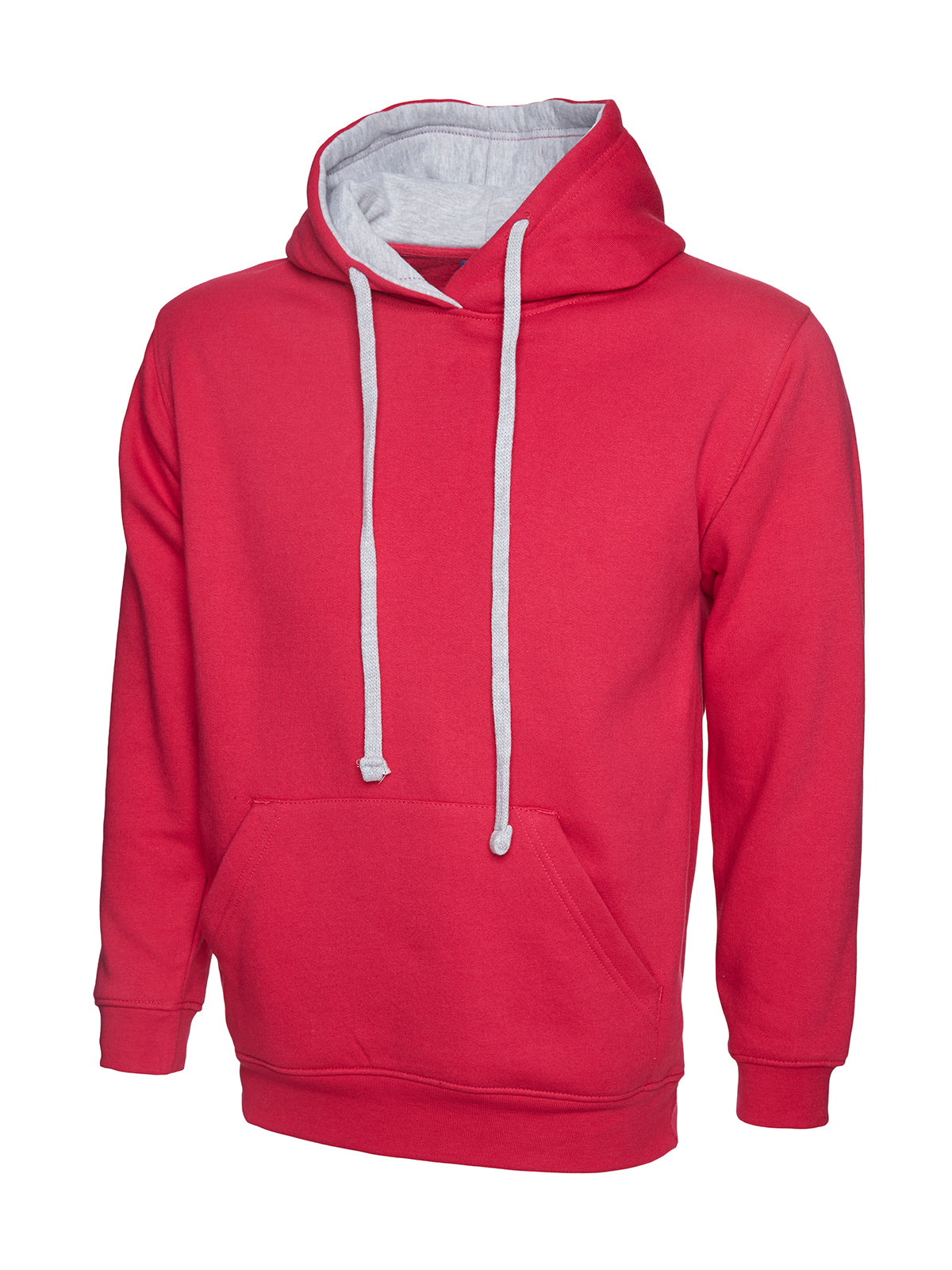 Contrast Hooded Sweatshirt  in Fuchsia/Heather Grey