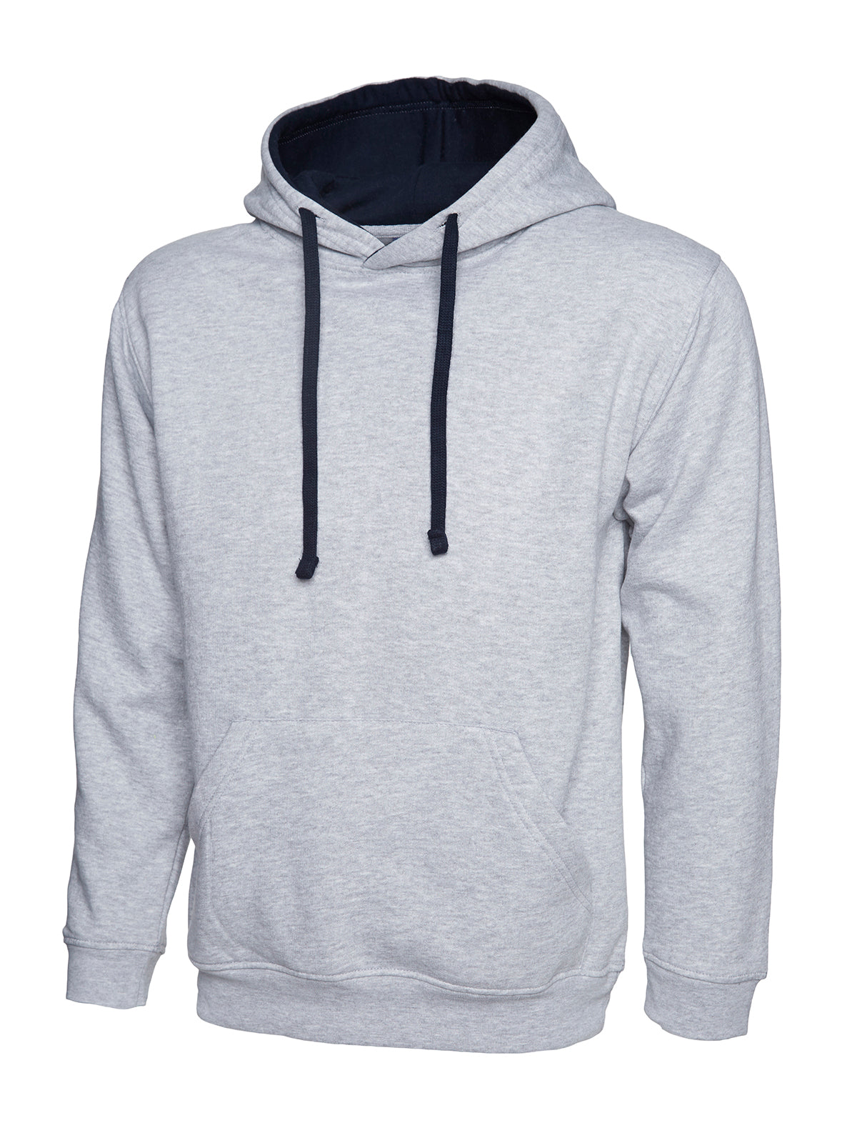 Contrast Hooded Sweatshirt  in Heather Grey/Navy