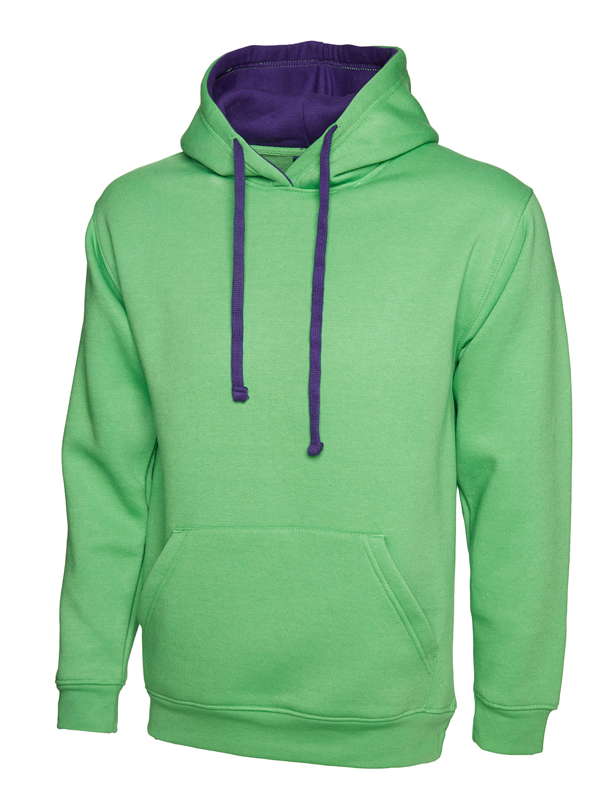 Contrast Hooded Sweatshirt  in Lime/Purple