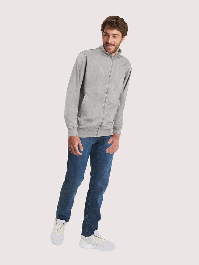 Deluxe Unisex Sweat Jacket in Heather Grey