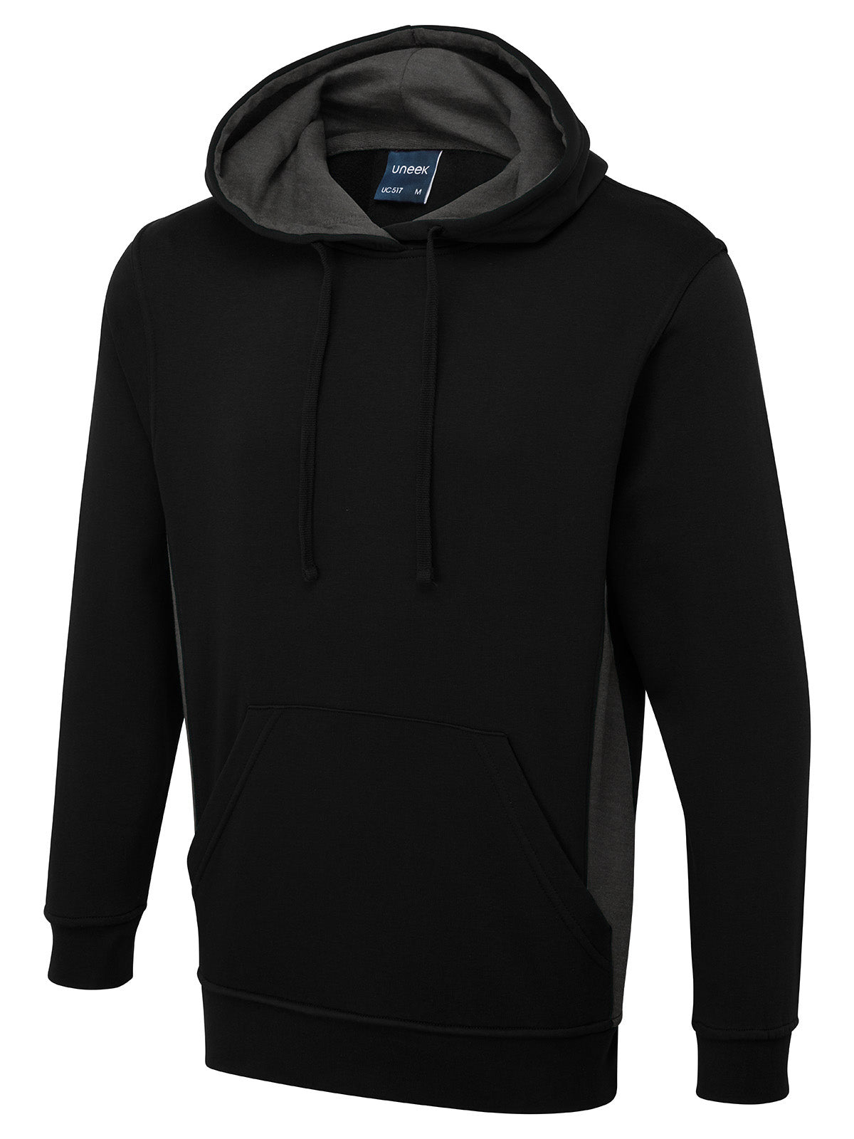 Two Tone Hooded Sweatshirt in Black/Charcoal